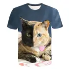 Футболка Мужскаяженская с 3D-принтом кота, смешная Повседневная рубашка с коротким рукавом и круглым вырезом, уличная одежда с принтом животного, лето 2021