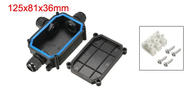 Black 125x81x36mm 3P Uxcell водонепроницаемый внутренний, наружный кабель втулка электрическая распределительная коробка с клеммной полосой DIY Защита питания корпус - Цвет: Black 125x81x36mm 3P