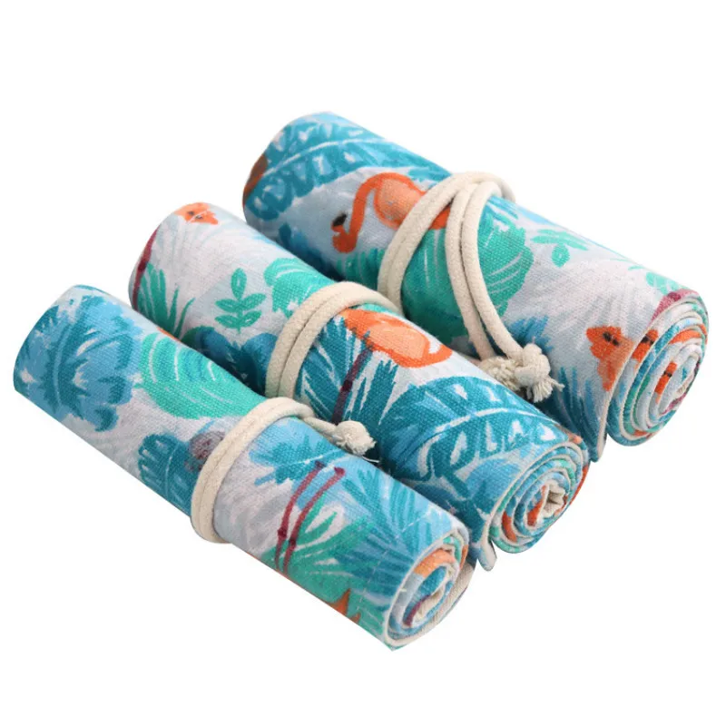 Тканевый чехол для карандашей с фламинго 36 отверстий милый большой пенал ручек и