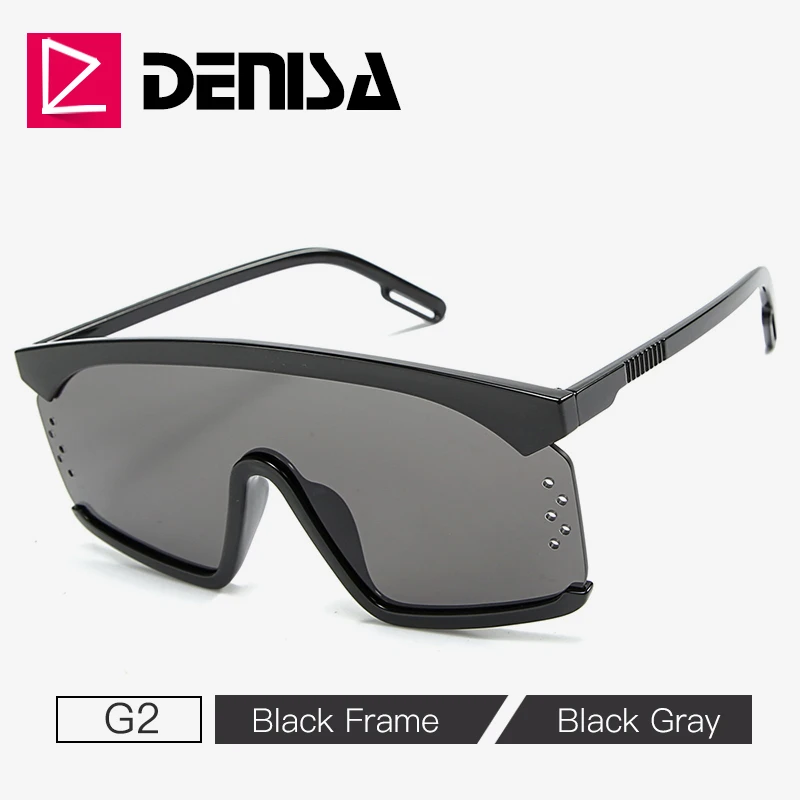 G2 Black Sunglasses DENISA модные негабаритные женские солнцезащитные очки, брендовая дизайнерская квадратная большая рама, солнцезащитные очки с защитой от ультрафиолета для женщин G2087 - Цвет линз: G2 Black Sunglasses