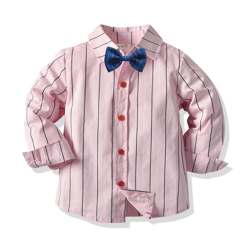 

Baby Boy Gentleman Bow Tie Shirt Tops Long Sleeve Lapel Shirt Cotton Kids Toddler Spring Autumn Clothes