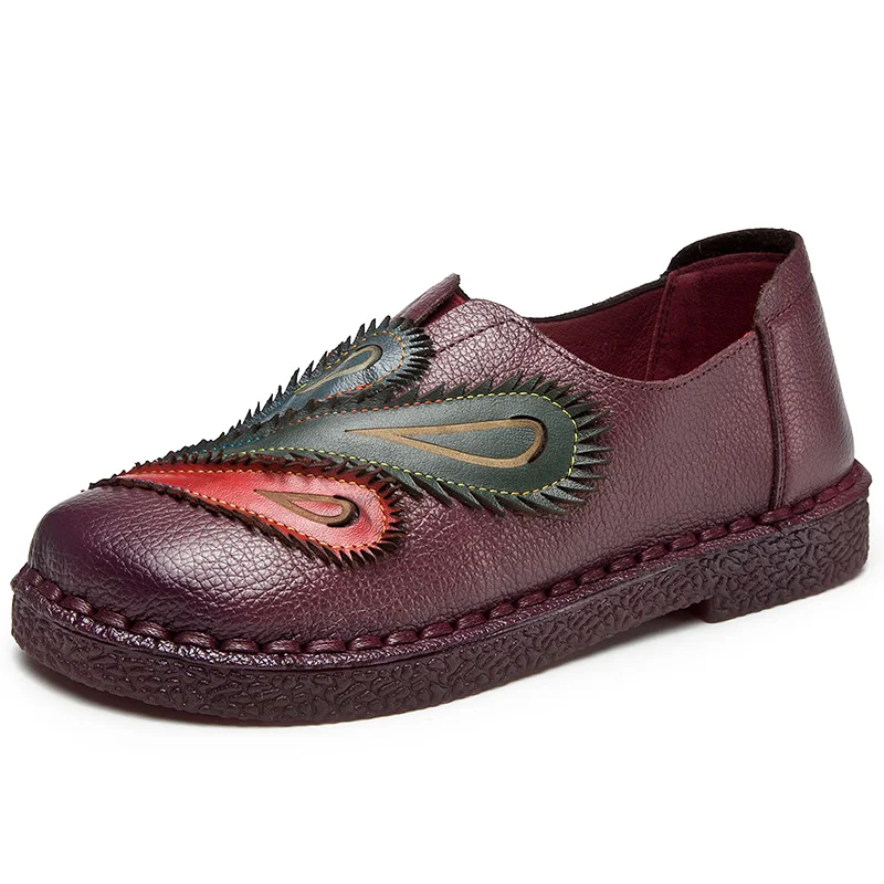 GKTINOO/Модная женская обувь из натуральной кожи на плоской подошве в народном стиле