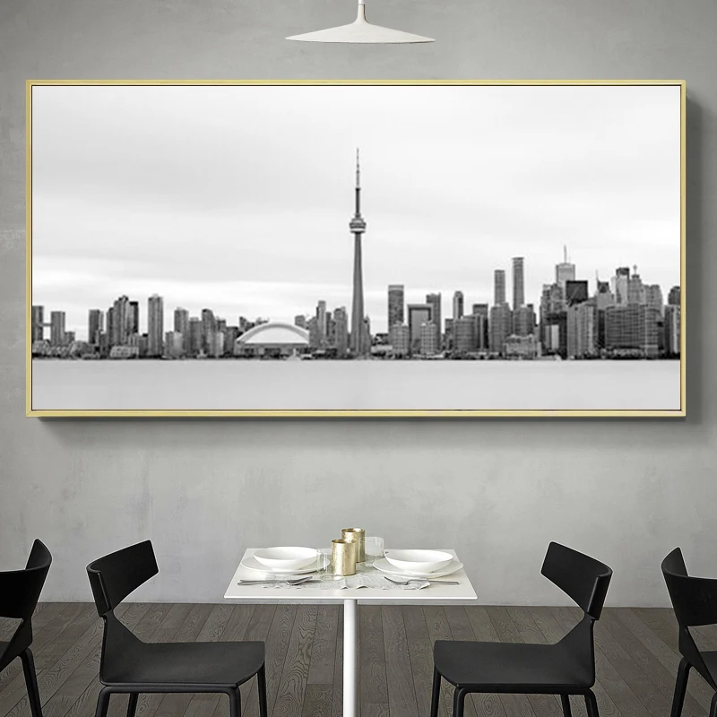 Винтажные плакаты и принты Торонто черно белого цвета пейзаж города живопись на