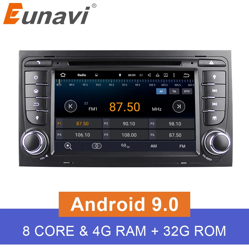 Eunavi 7 &quotOcta 8 Core 2 Din Android 9 0 1024*600 автомобиль DVD Радио стерео проигрыватель для Audi A4/S4