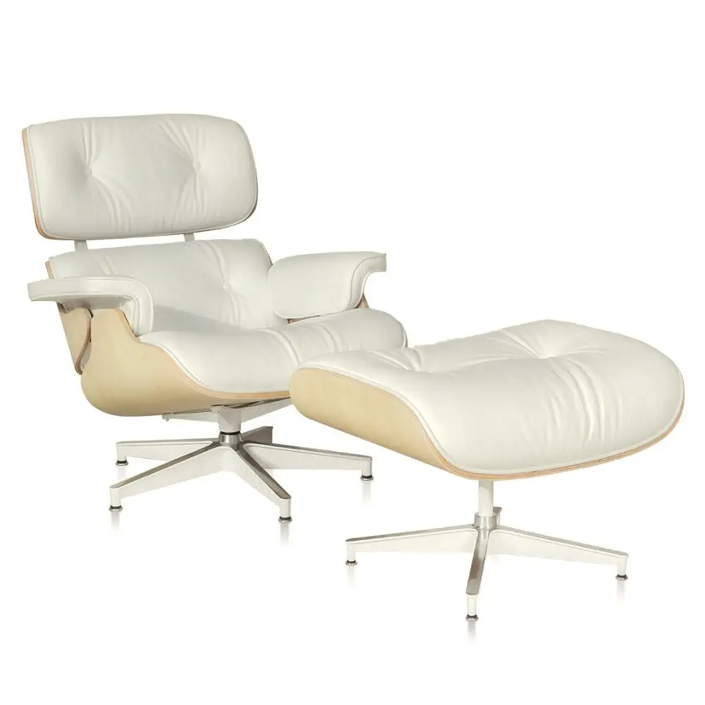 

Белое кожаное кресло Furgle, Реплика, кресло-шезлонг с оттоманкой, Кремовым песочным деревом, классическое кресло-шезлонг из натуральной кожи