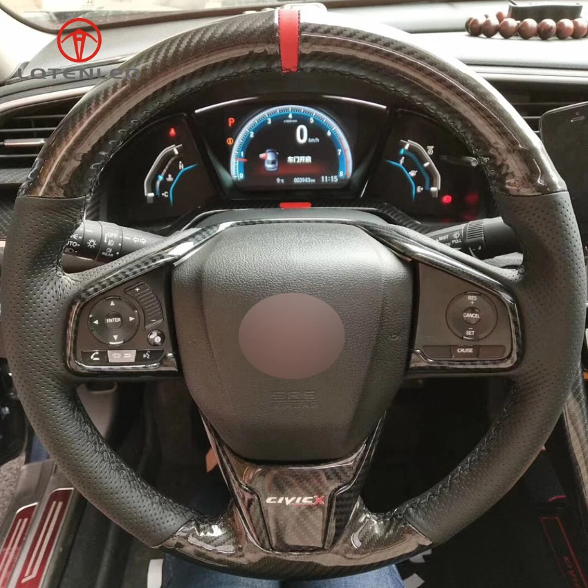 LQTENLEO кожаный чехол рулевого колеса автомобиля из углеродного волокна для Honda Civic