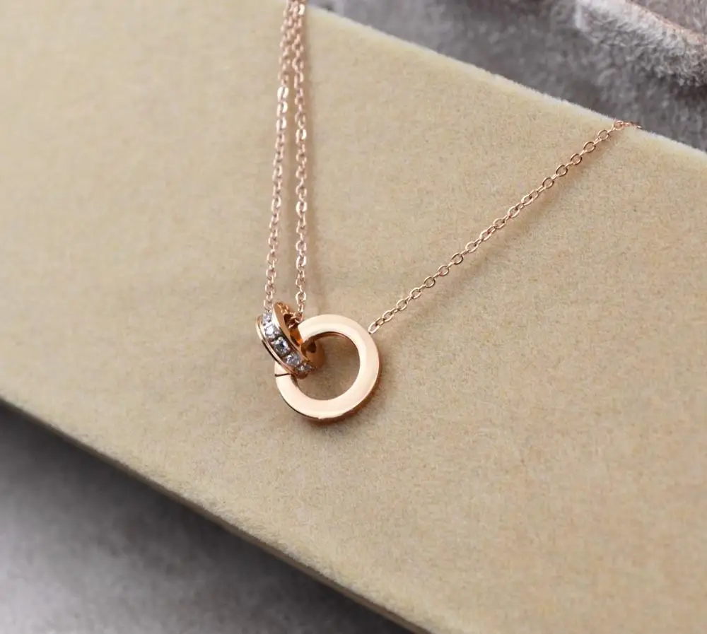 Розовый браслет с двумя петлями титановая сталь розовое золото высокое качество