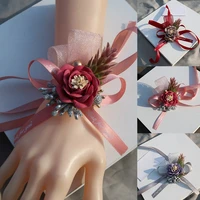 women wedding bow wrist corsage ribbon bracelet flowers bridesmaid gifts bride