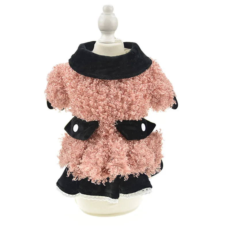Розовое зимнее теплое праздничное платье принцессы для собак пальто из плотного