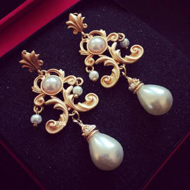 1 пара Женские винтажные серьги подвески с искусственным