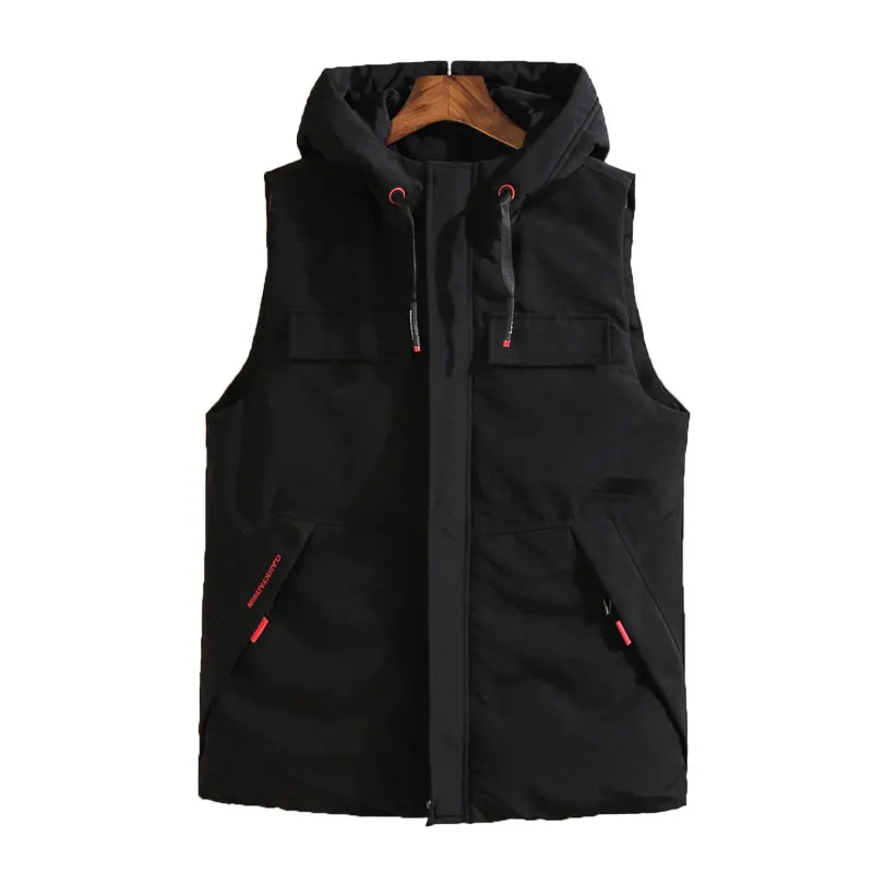 

VIANKANI 2021 Winter Sleeveless Jacket Down Vest Men's Warm Thick Hooded Coats Padded Waistcoat Plus Over Size 2XL-8XL