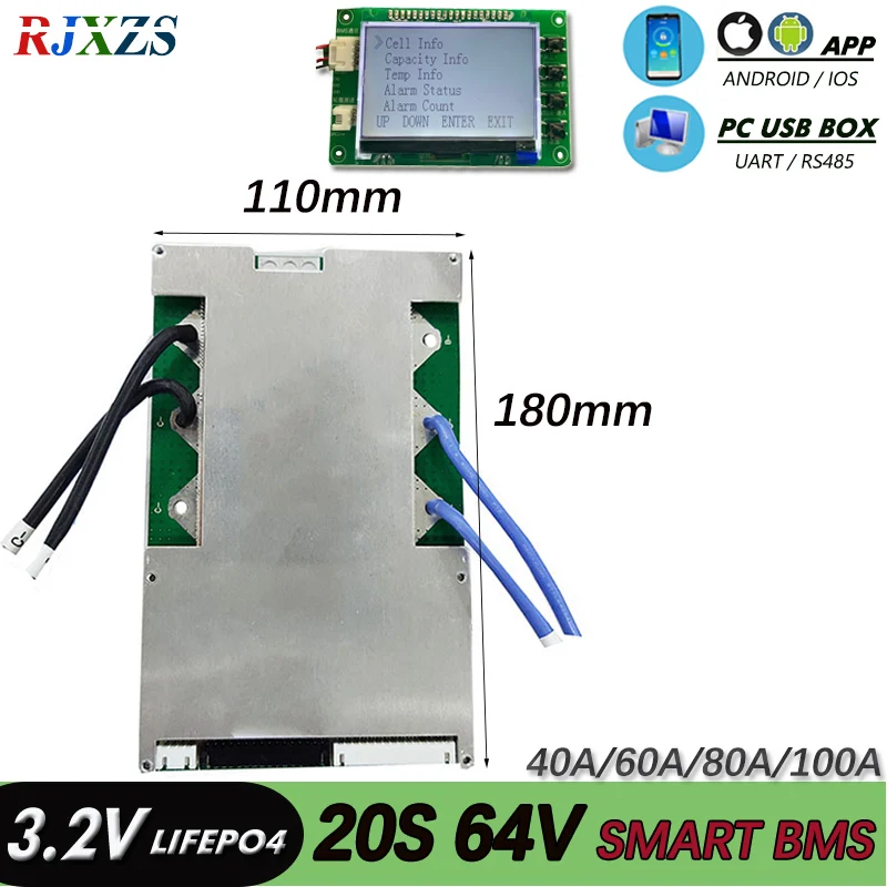 Smart BMS 20S 100A Bluetooth LiFePO4 PCM с Android APP UART Software (PC) Monitor|Интегральные схемы| |