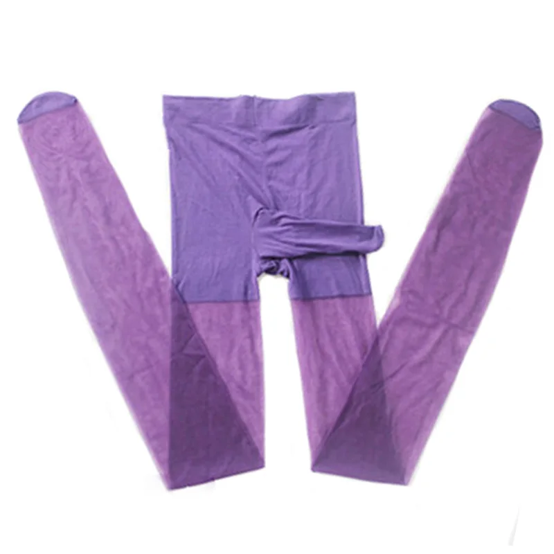 32Purple Женские и мужские облегающие колготки с мешочком для пениса, сексуальные прозрачные колготки, соблазнительные колготки, фетиш одежда, дышащие колготки - Цвет: 32Purple