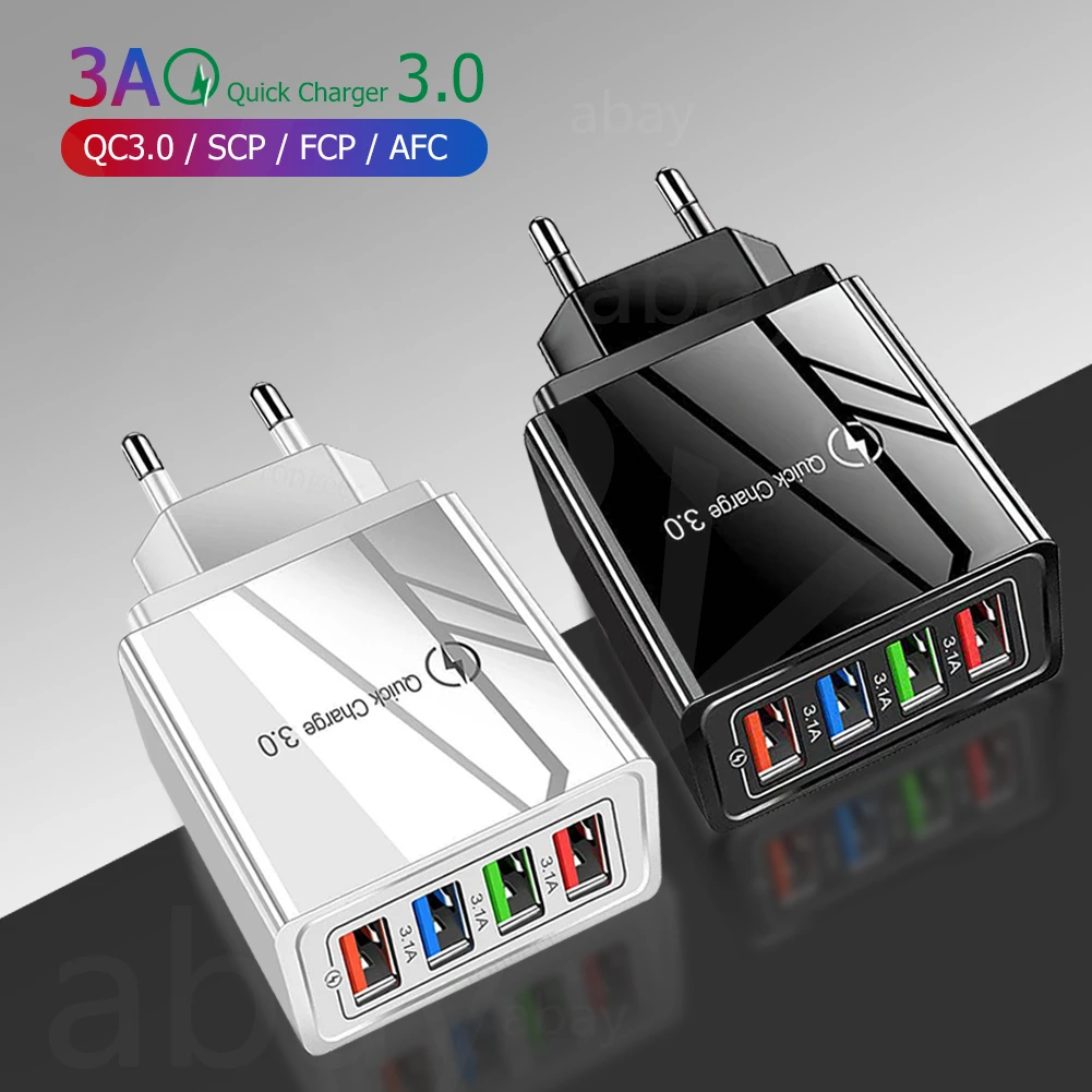 Быстрая зарядка QC 3 0 4 USB US EU Универсальное зарядное устройство настенный адаптер