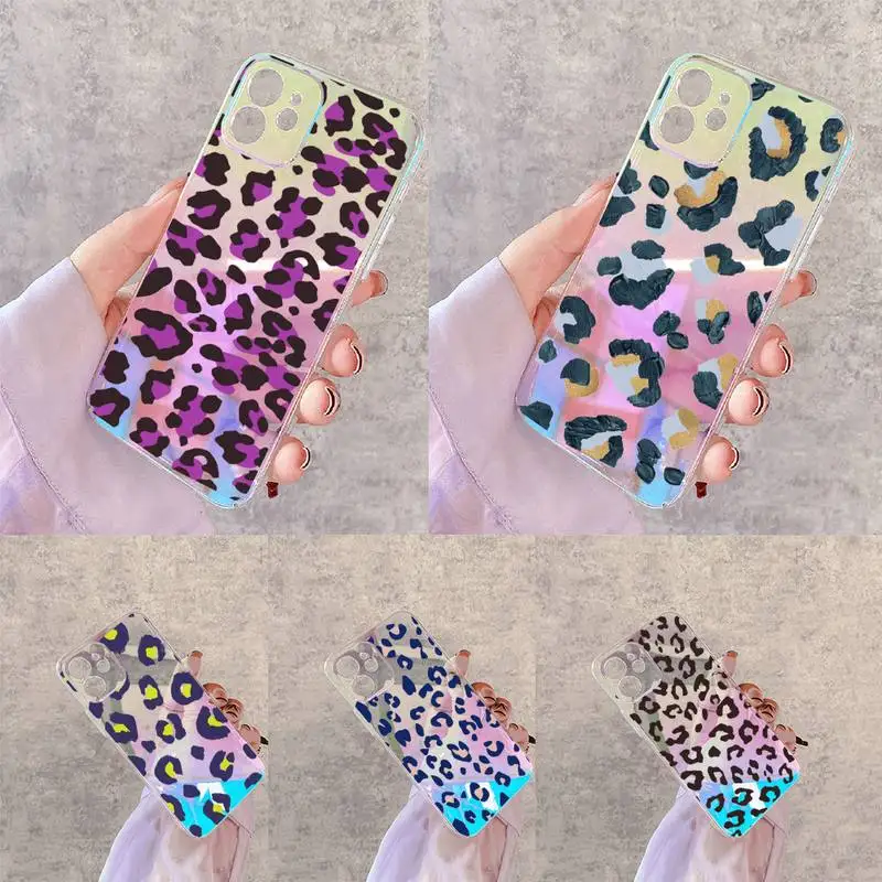 

fashion Leopard Print sexy Phone Case for iPhone xiaomi redmi 7 8 9 11 12 10 S X XS XR MINI Pro Max Plus laser Transparent