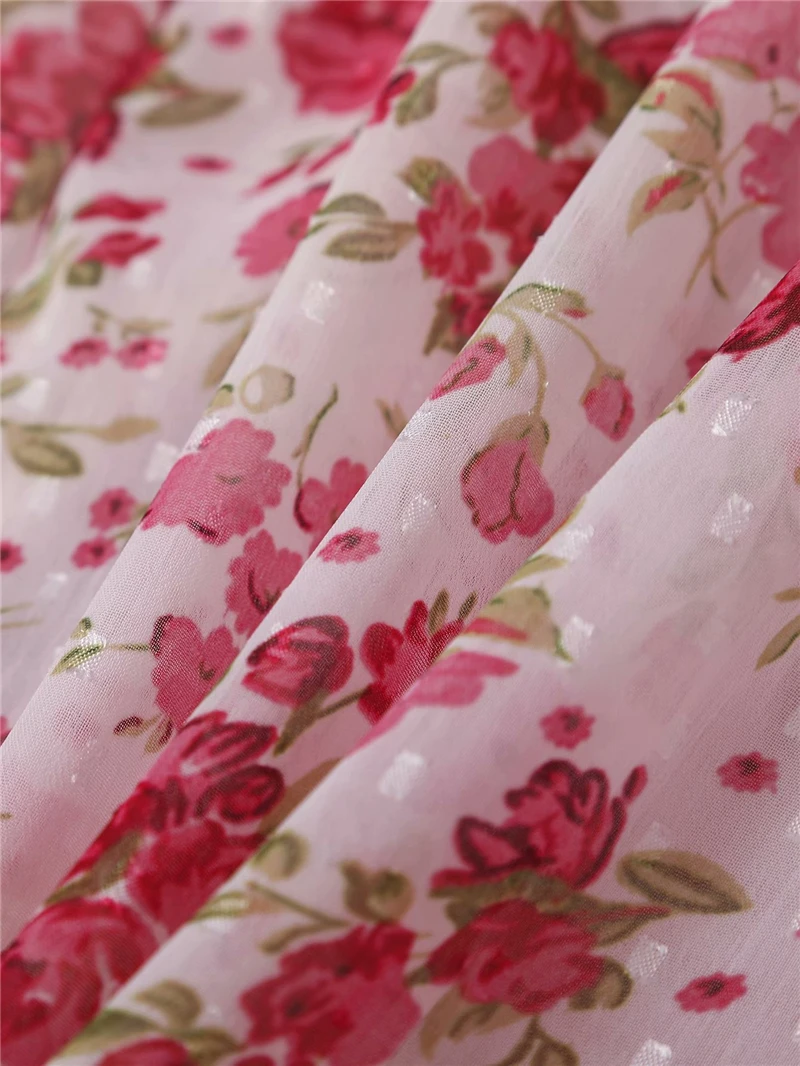 

Sweet Women Pink Floral Print Skirts 2020 Fashion Ladies Bow Tassels Chiffon Skirt Elegant Female Chic Loose Ankle-Length Skirts