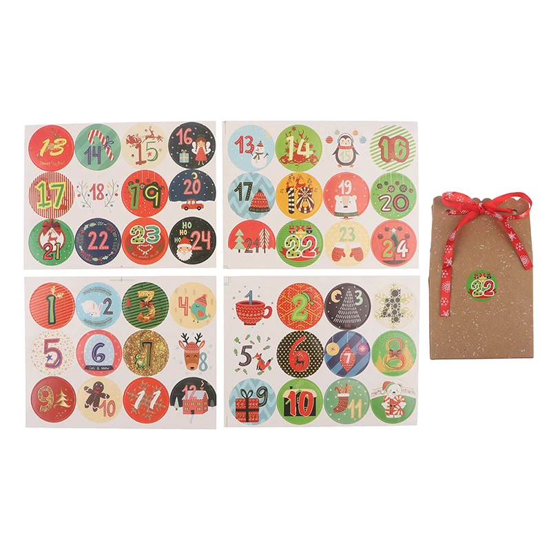 

120 шт рождественские календарные наклейки с обратным отсчетом номера Подарочная сумка этикетка уплотнения