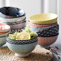 4 58 inch japanese style ceramic ramen bowl noodles soup salad bowl sauce dish vintage rice bowl kitchen tableware accessories