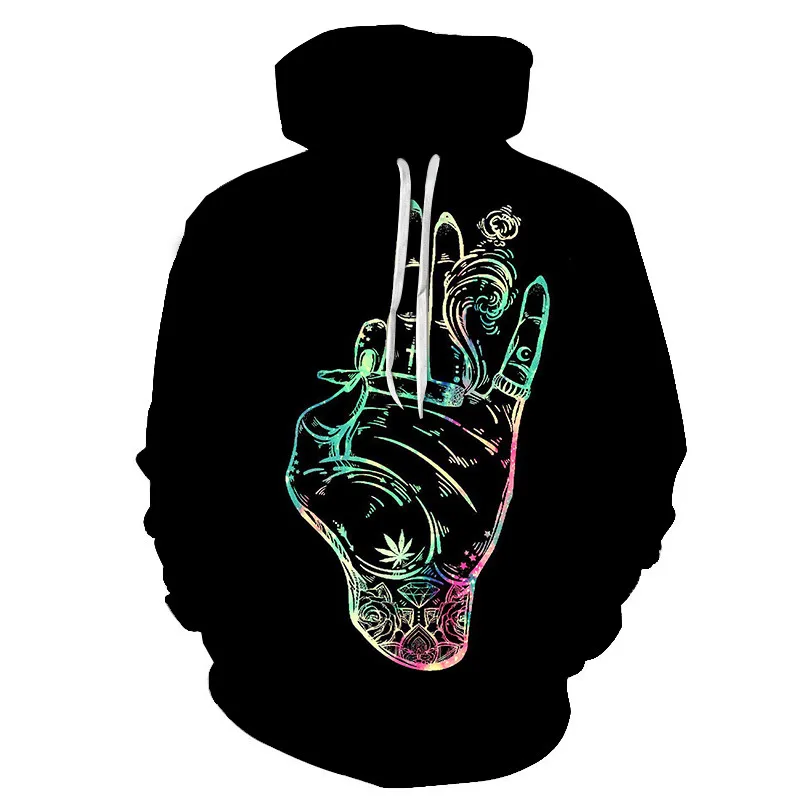 

2021 Explosive Breakthrough 3D Men's Grass Print Pullover Men's Hooded Casual Long Sleeve Shirt Streetwear