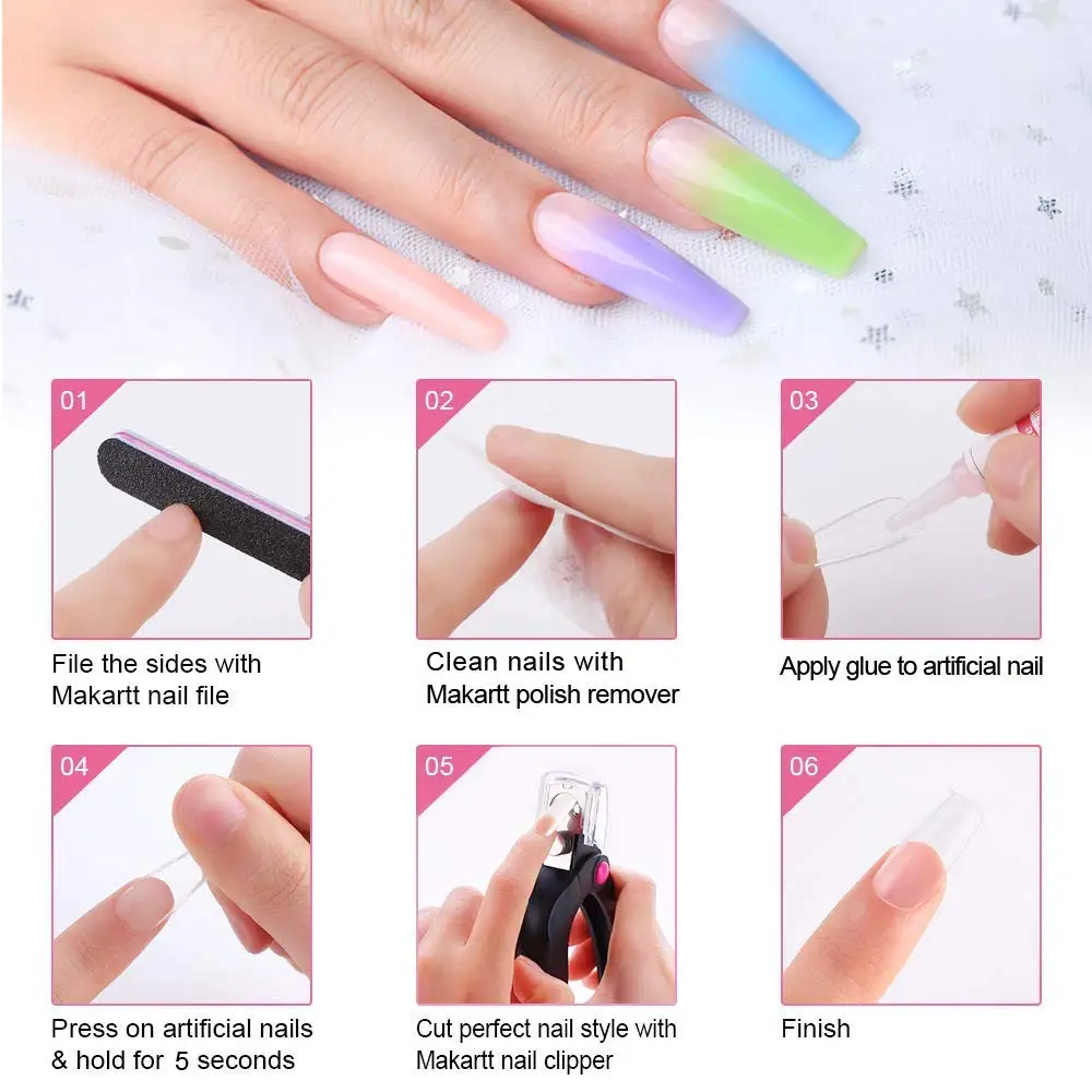 Набор для маникюра FIVEART 500 шт. накладки ногтей в виде гроба балерины полностью