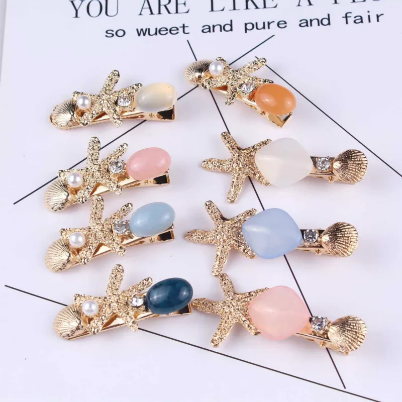 Новые заколки для волос набор Морская звезда ракушка женщин ins модная боковая