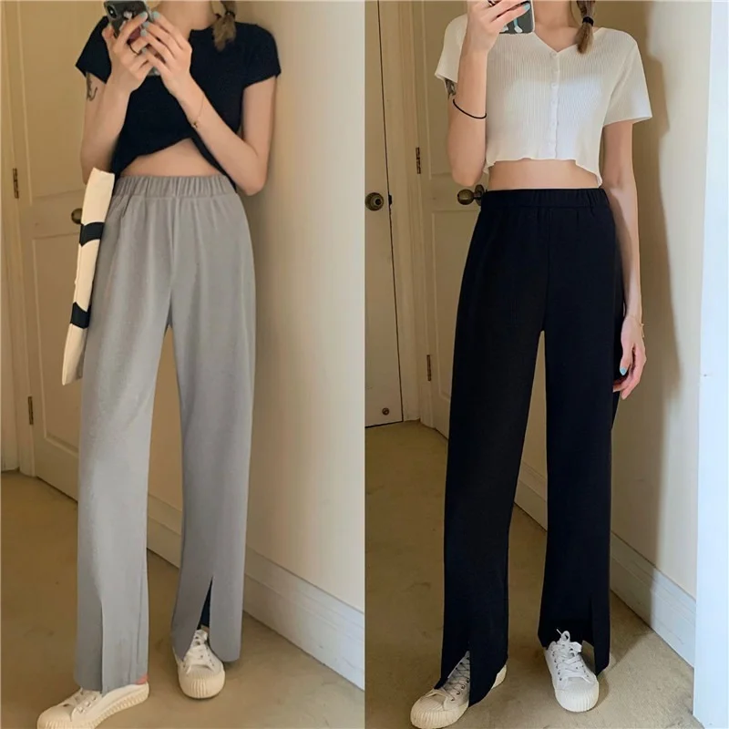 

Женские модные однотонные широкие брюки, элегантные свободные эластичные брюки в стиле ретро, весенние шикарные комфортные высокоэластичн...