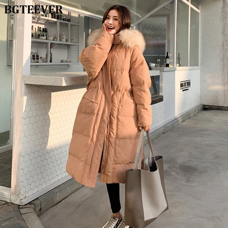 BGTEEVER/Модная Свободная Женская пуховая куртка пальто с капюшоном теплое