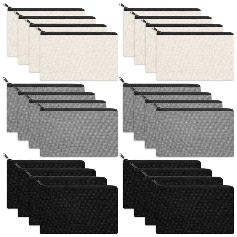 

PPYY-Canvas Makeup Bags Canvas Zipper Pouch Bags Pencil Case Blank DIY Craft Bags Cosmetic Pouch for Travel DIY Craft School