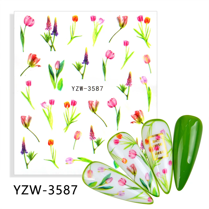 

4PCS/LOT Flower Leaves Plants Nail Decals Purple Lavender Nail Decals Nail Water Stickers Nail Art Decoration