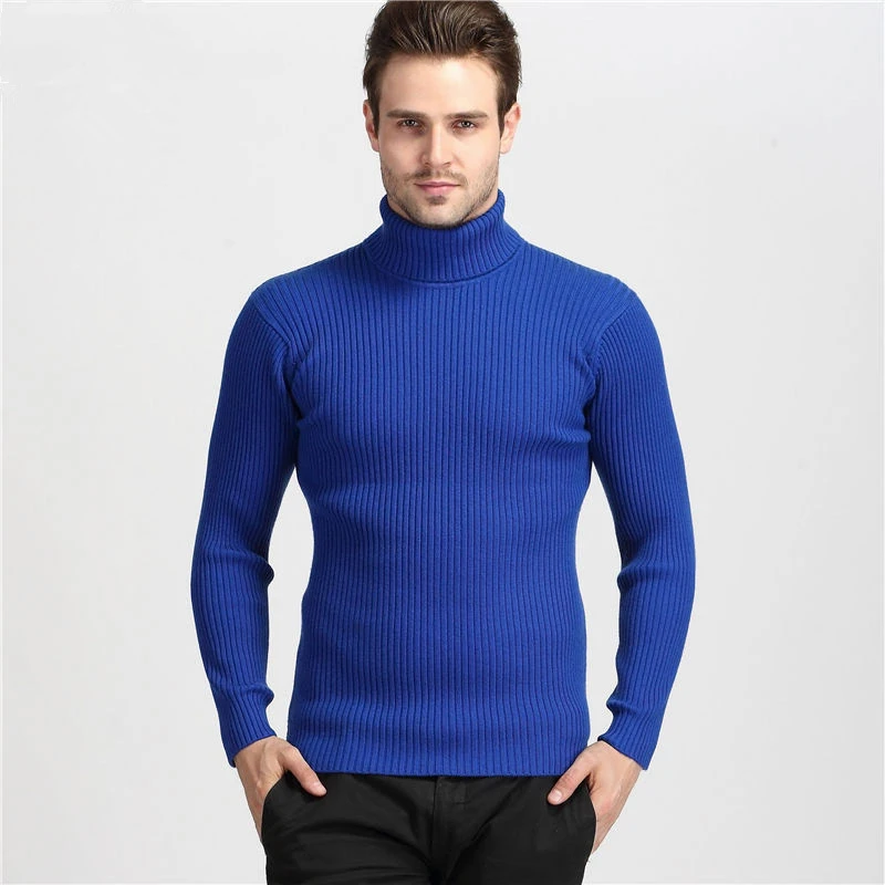 Зимний толстый теплый кашемировый мужской свитер с высоким воротом мужские