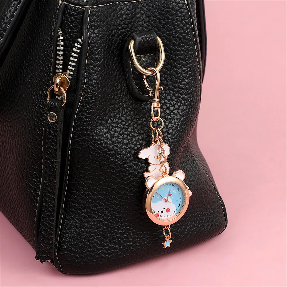 

Cute Cartoon Pendant Pocket Watch Portable Keychain Schoolbag Pendant Decoration Key Holders Exquisite Gift Bag Accessories
