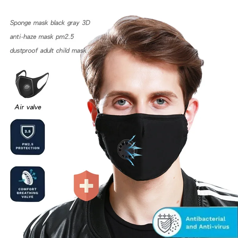 PM2.5 модная черная маска для рта фильтр с активированным углем Пылезащитная