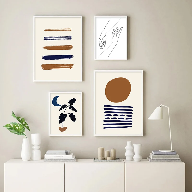 Абстрактная Настенная картина в стиле бохо природа бежевый Современная Радуга