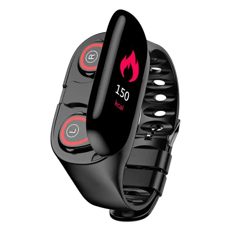 Умные часы M1 цветной экран 0 96 дюйма TFT умные 2 в 1 с Bluetooth-наушниками пульсометром