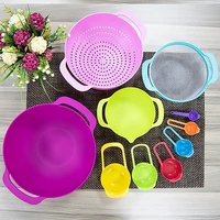 stackable measuring cups kitchen measuring spoon rainbow color sieve strainer mixing bowls set home cooking bakery supplies