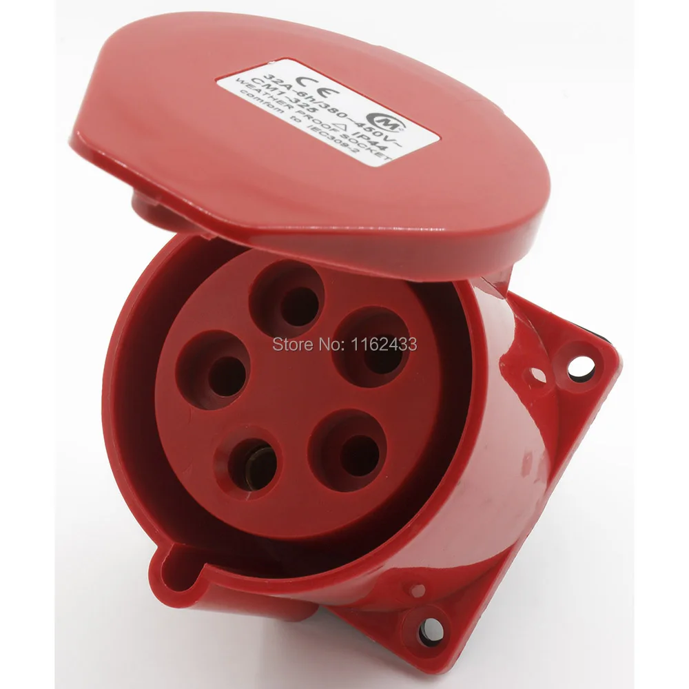 Трехфазный брызгозащищенный промышленный монтажный разъем 32A 3P N E 5 pin 220-380V/240-415V IP44 325
