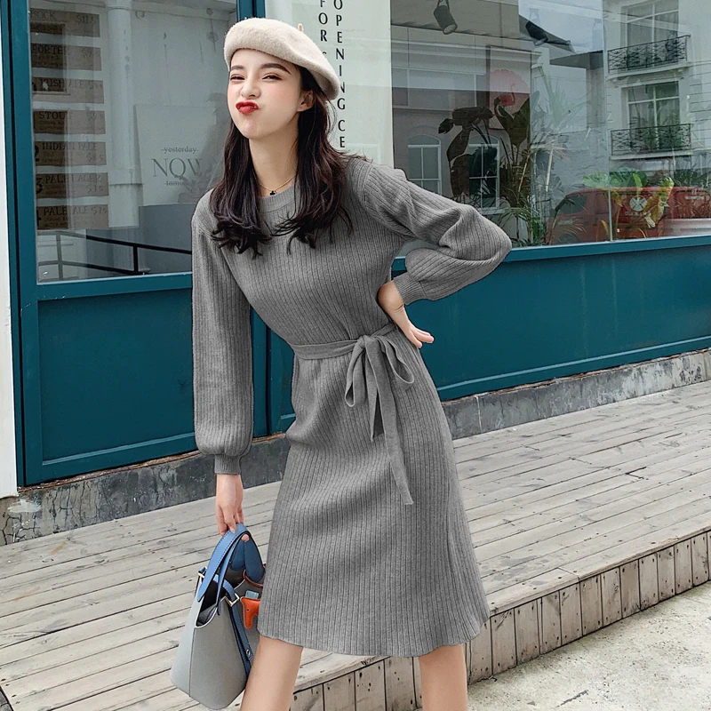 Модное платье-свитер женские вязаные свитера платья для женщин свитер с высокой