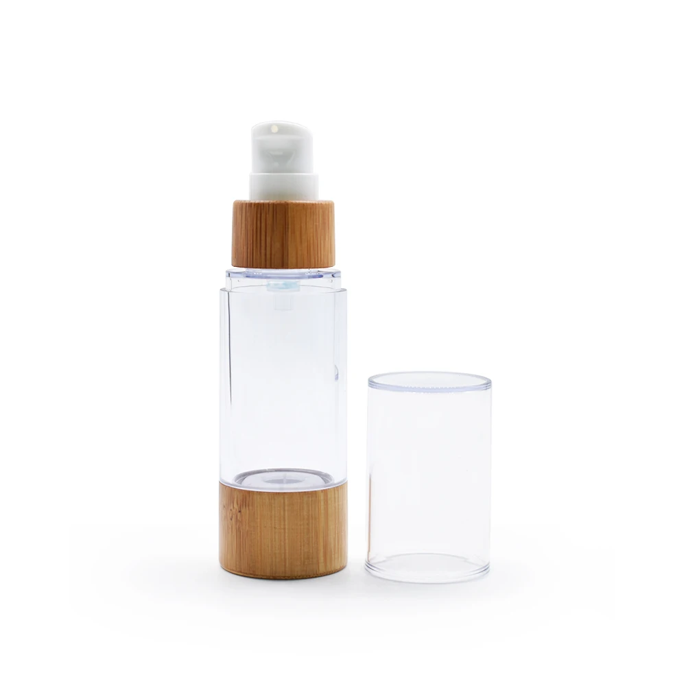 50pcs 30ml Bamboo Airless Vacuum Face Mist Spray Bottle Ultra Fine Mist Water Sprayer Atomizer Aerosol Skincare Cream Containers