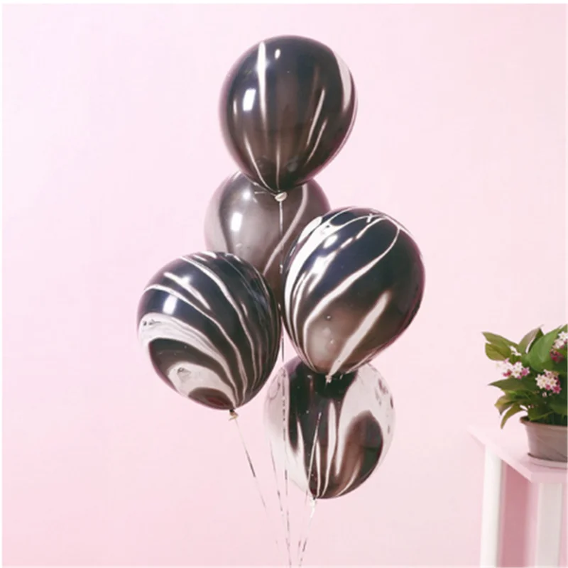 Смешанные металлические латексные воздушные шары с синим и мраморным агатом 10