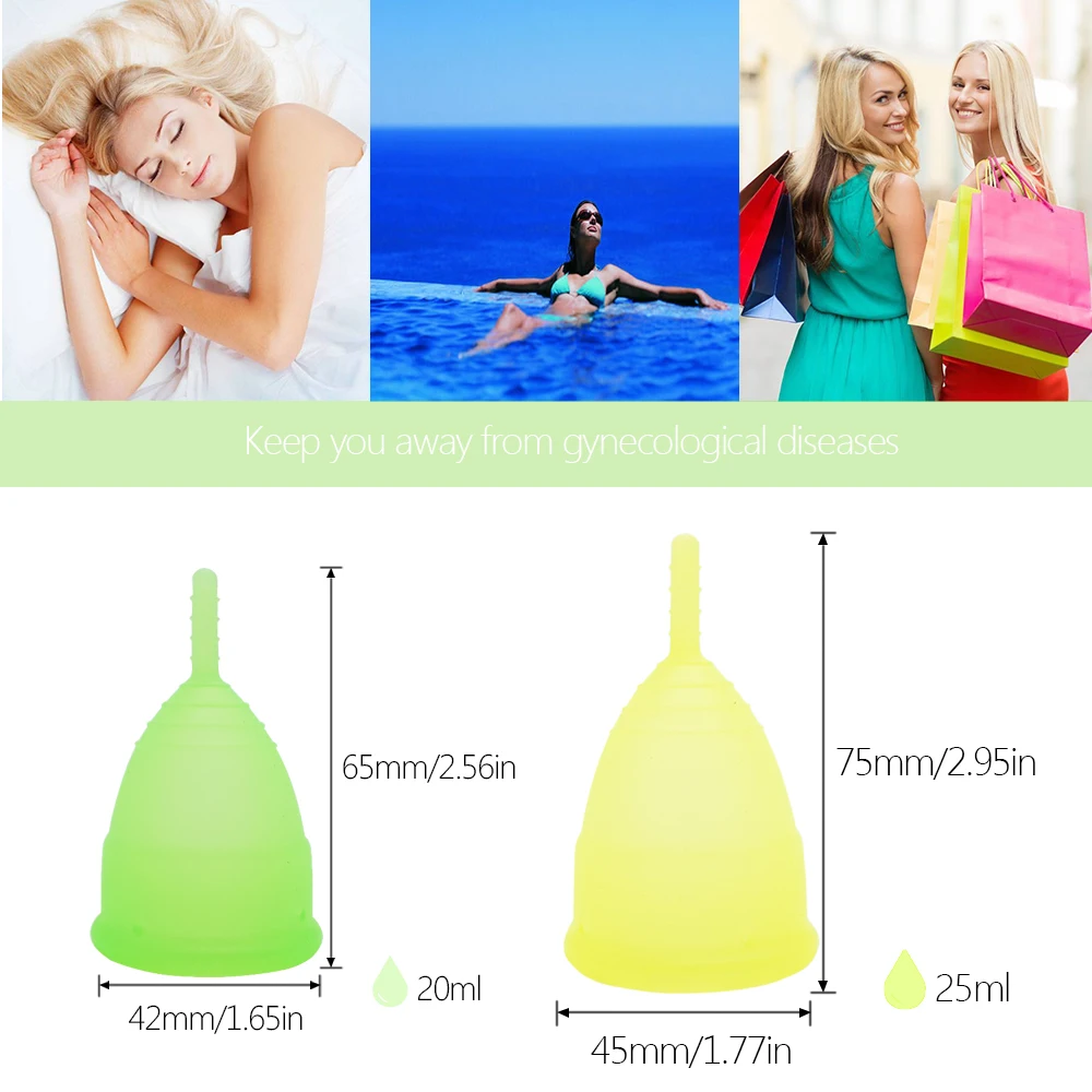 Разноцветная менструальная чаша 100% для женской гигиены женщин с чистящей щеткой