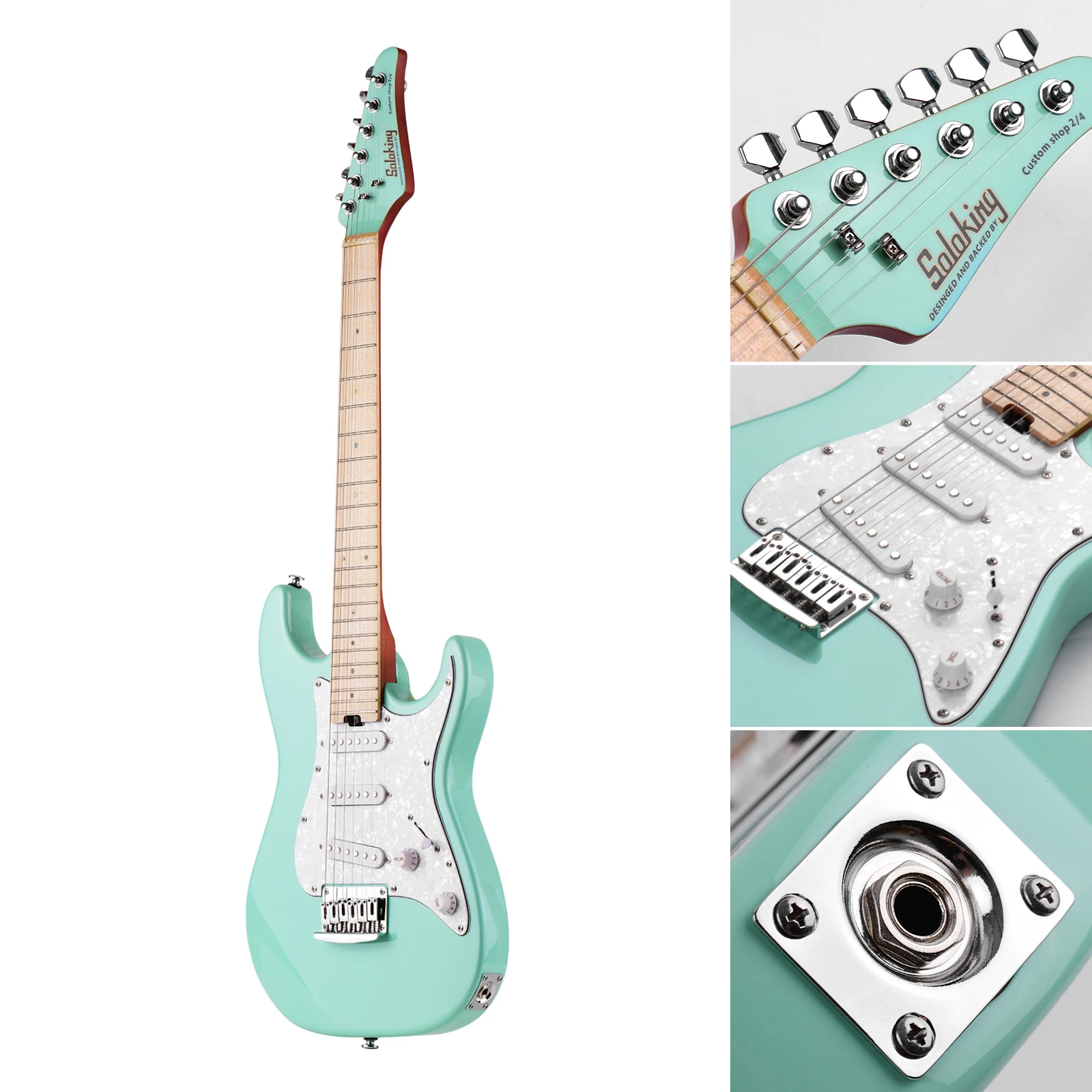 Mini 2/4 Right Handed Bolt-on Electric Guitar Alder Body Maple Neck Fingerboard White Pearl Guard Plate for Kid with Accessaries | Спорт и