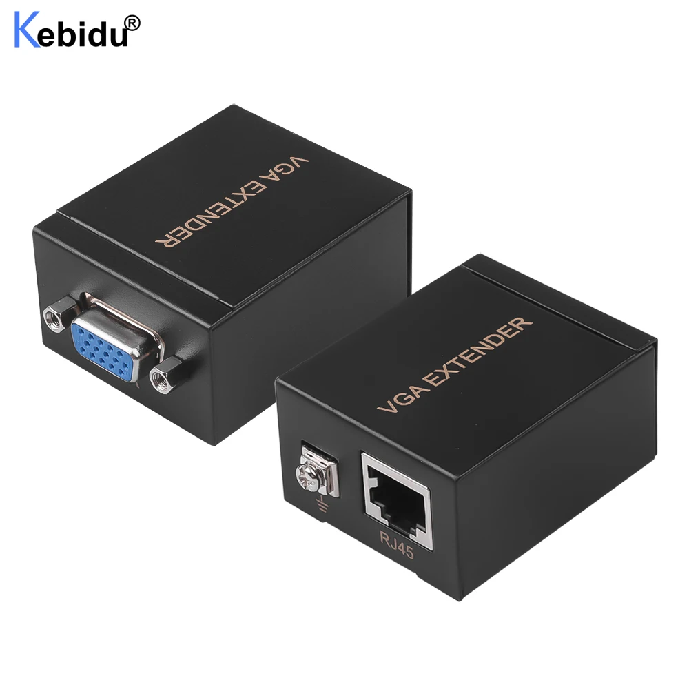 Приемник-передатчик Kebidu ретранслятор VGA на RJ45 по Cat5e/6 до 60 м UTP для ПК ноутбука