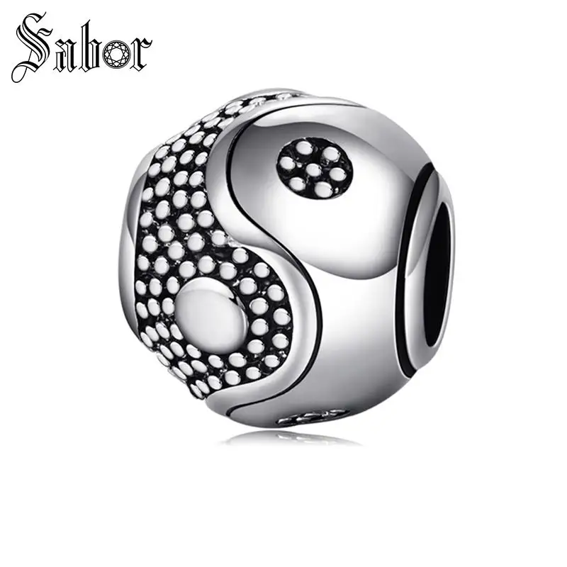 Ретро тибетский серебряный YING & YANG амулеты подходят для оригинальных DIY мужских