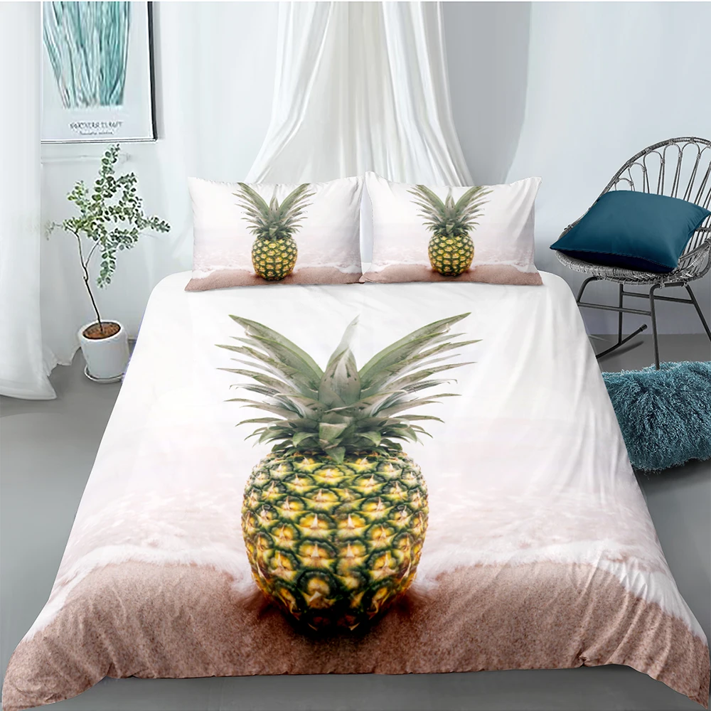 

Pineapple Bedding Set Queen Size Fashionable Fresh Duvet Cover Seaside King Twin Full Single Double Unique Design Bed Set