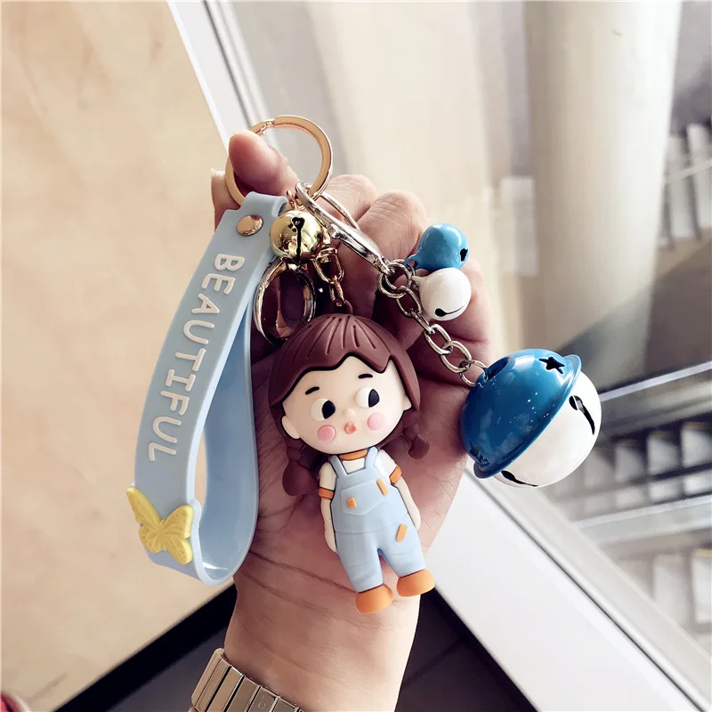 

2021 Du Mouth Girl The Bell Doll Key Chains Cute Couples Backpack Accessories Keyrings Men's And Women's Car Pendants Keychain