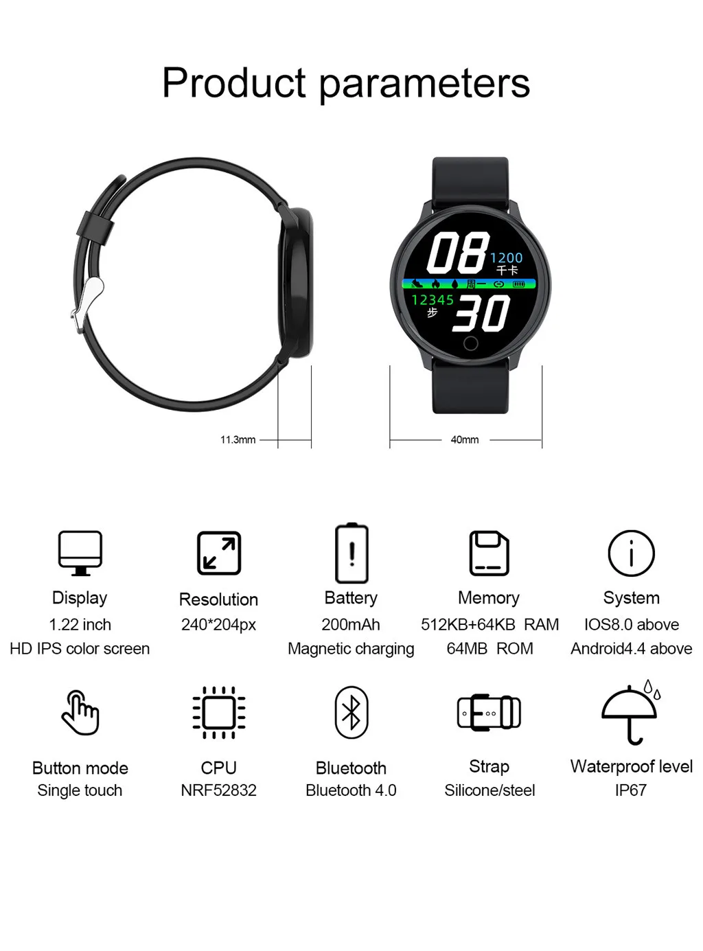 

Q16 Multifunctional Watch Bracelet M9 Men's and Women's Fashion Sports Business Watch Color Screen IP68 Waterproof Female E