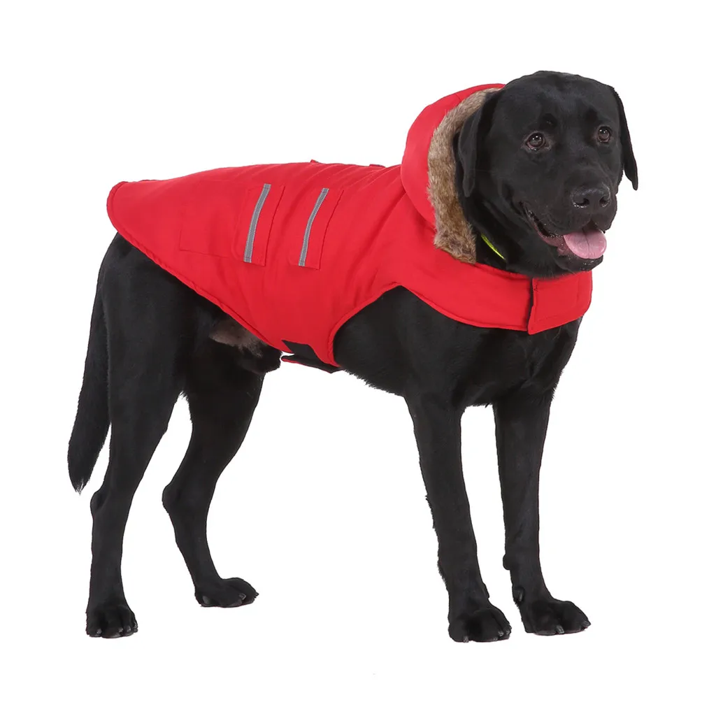 Transer Golden Retriver, Большие куртки для собак, искусственный мех, верхняя одежда с капюшоном, зимняя теплая одежда для собак, одежда для маленьких, средних и больших собак 9822