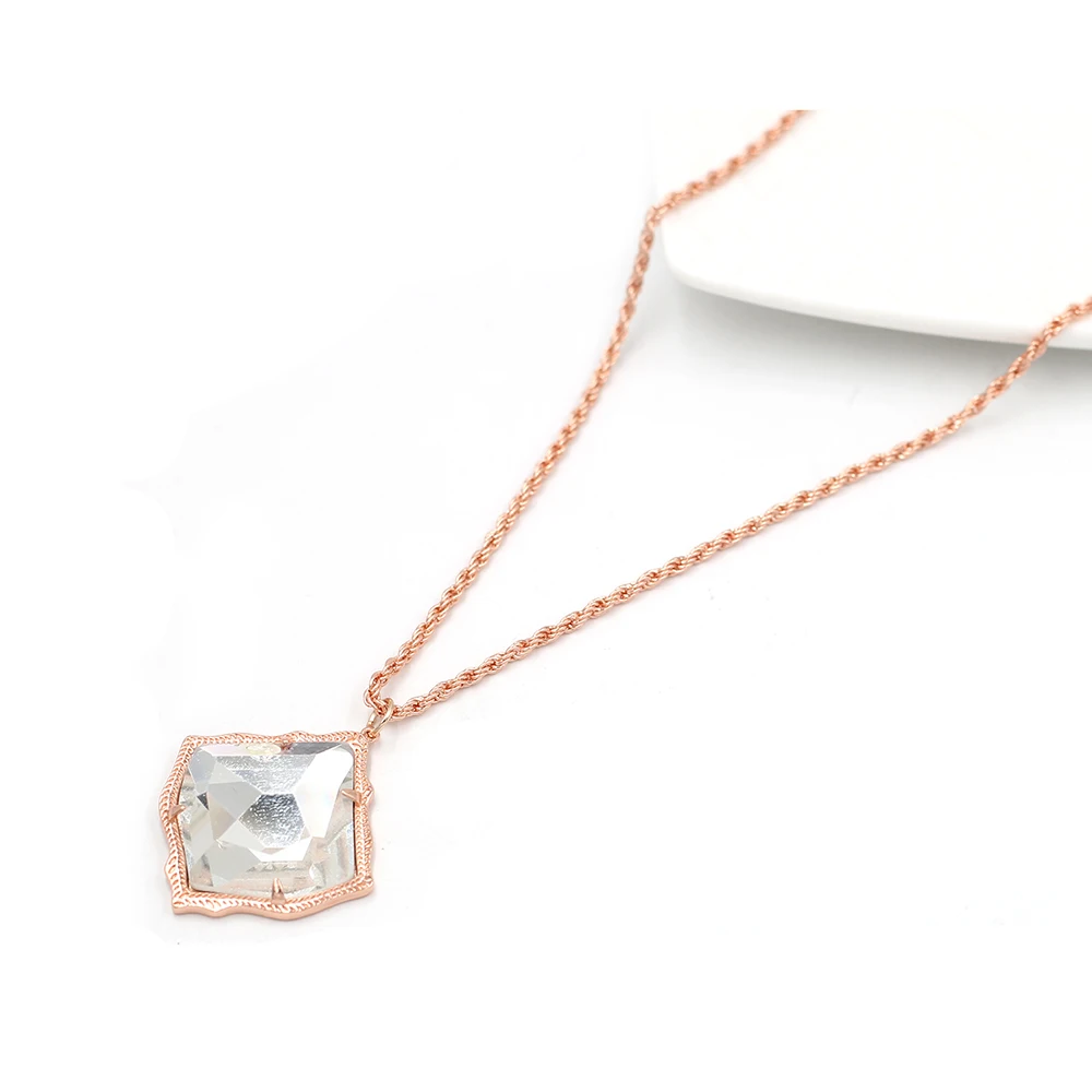 Rose Clear Necklace Новое поступление года. Ожерелье с подвеской из акриловой инкрустации в виде лица Mirro. Ожерелье с подвеской в виде объемной смолы лучшего качества - Окраска металла: Rose Clear Necklace