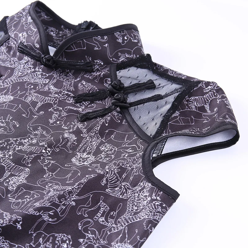 

GothGotik Chinese Cheongsam For Woman Sexy Gothic Vintage Dresses Bodycon Slim Halloween Costumes Stand Collar Summer