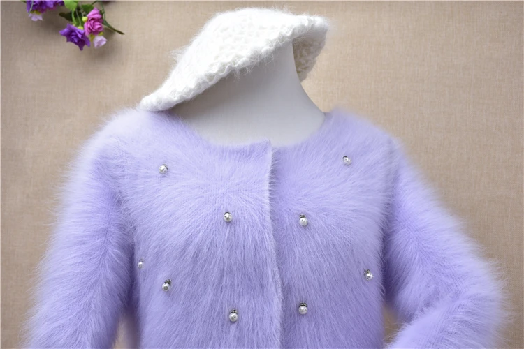 Модный осенний и зимний женский маленький свитер с длинным рукавом из ангорской